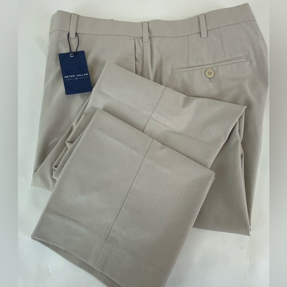 NWT Peter Millar Crown Crafted Surge Performance Golf Pants Tan OAT 40 X 34 $165 - Picture 1 of 9